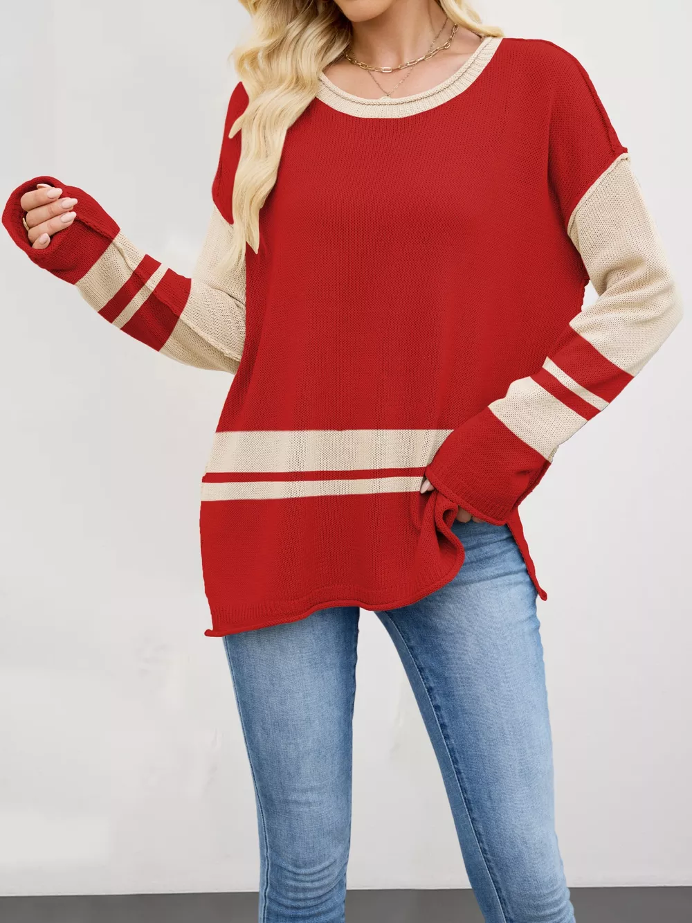 Color Block Side Slit Sweater, image 7