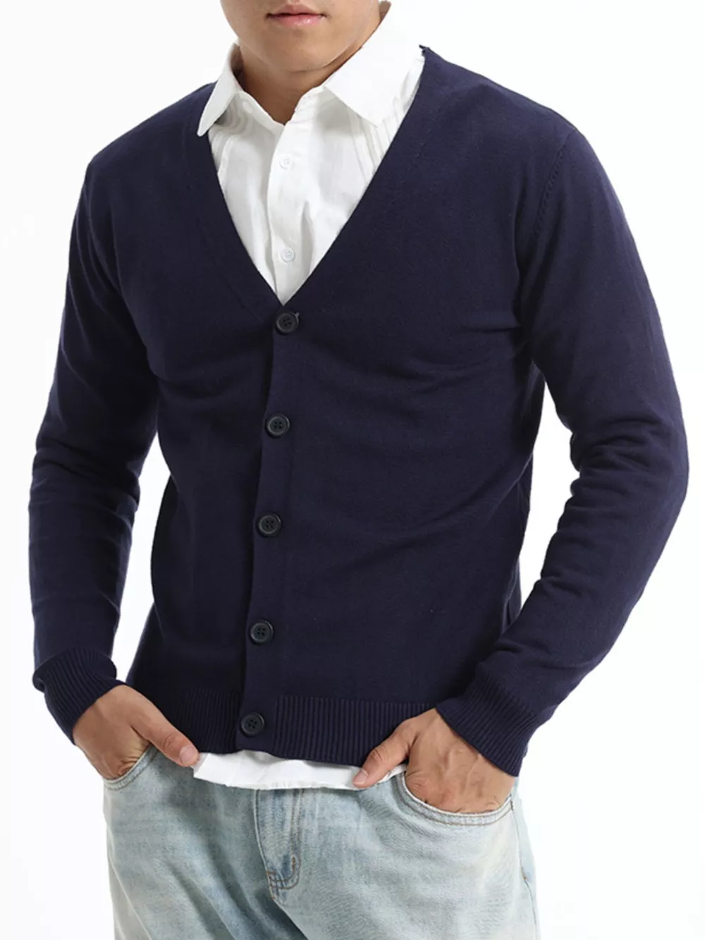 Men's Plus Size Button-Down Knit Cardigan, image 9