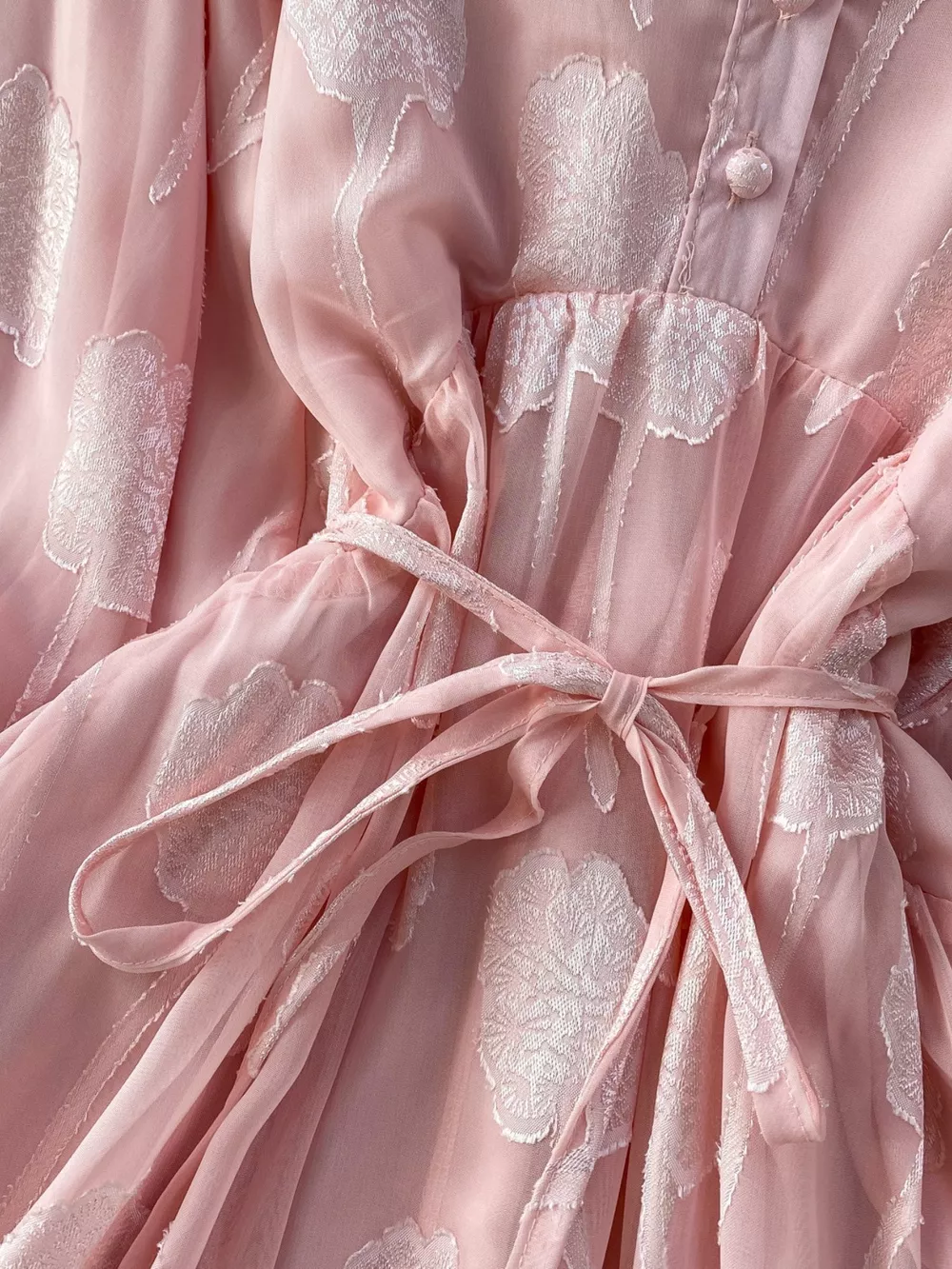 Button Front Puff Sleeve Chiffon Dress, image 6