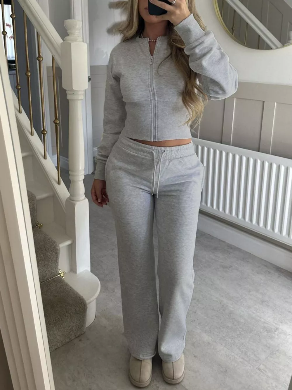 Zip-Up Crop Hoodie and High-Waisted Pants Set, image 17