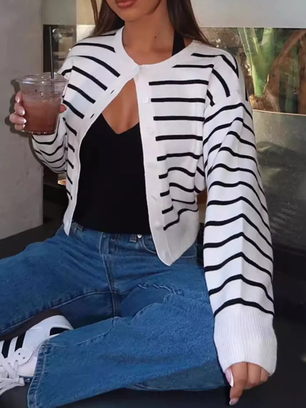 Striped Button Up Cardigan, image 5