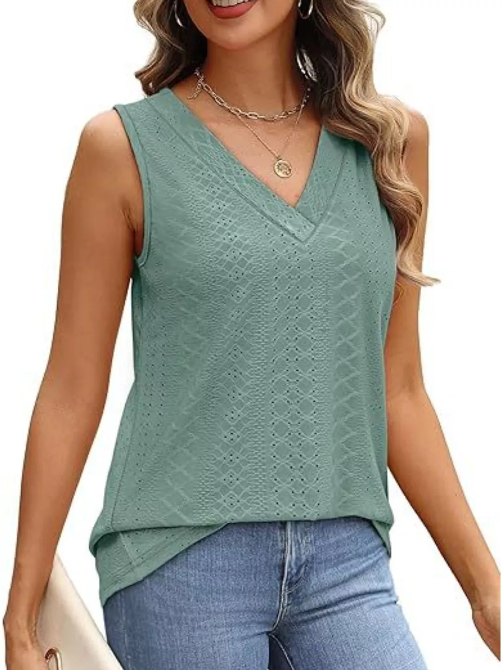 Eyelet V-Neck Tank, image 18