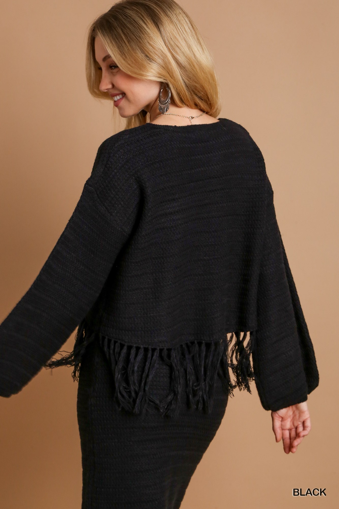 Crochet Knit Crop Top with Frey Hem, image 5
