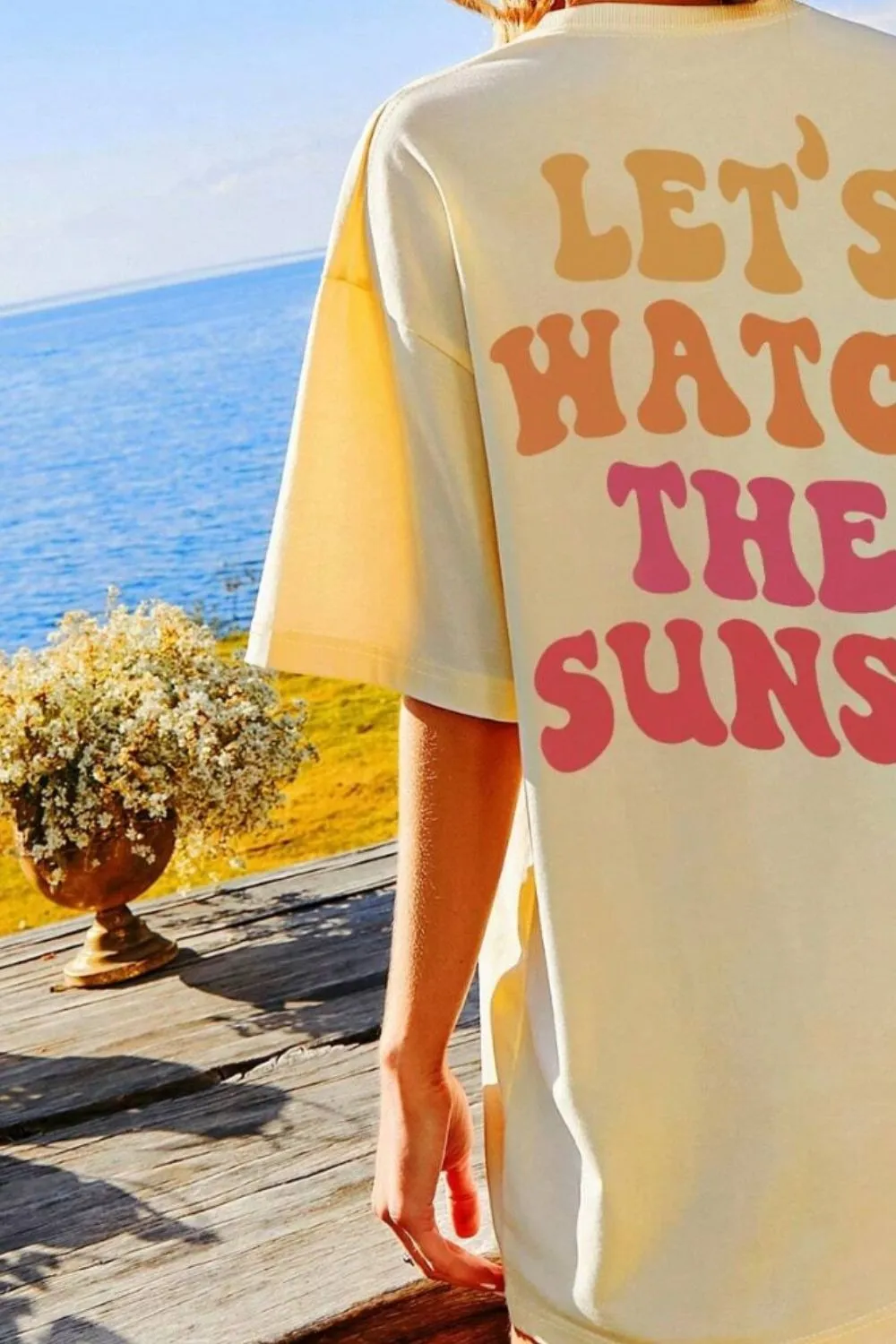 LET'S WATCH THE SUNSET Round Neck T-Shirt, image 4
