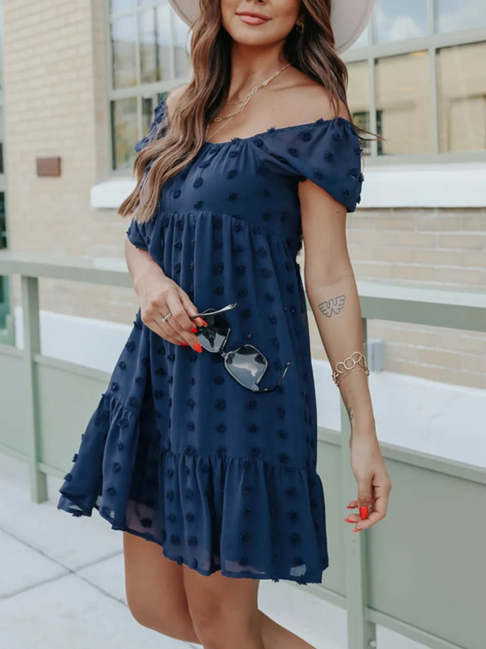 Swiss Dot Square Neck Mini Dress, image 5