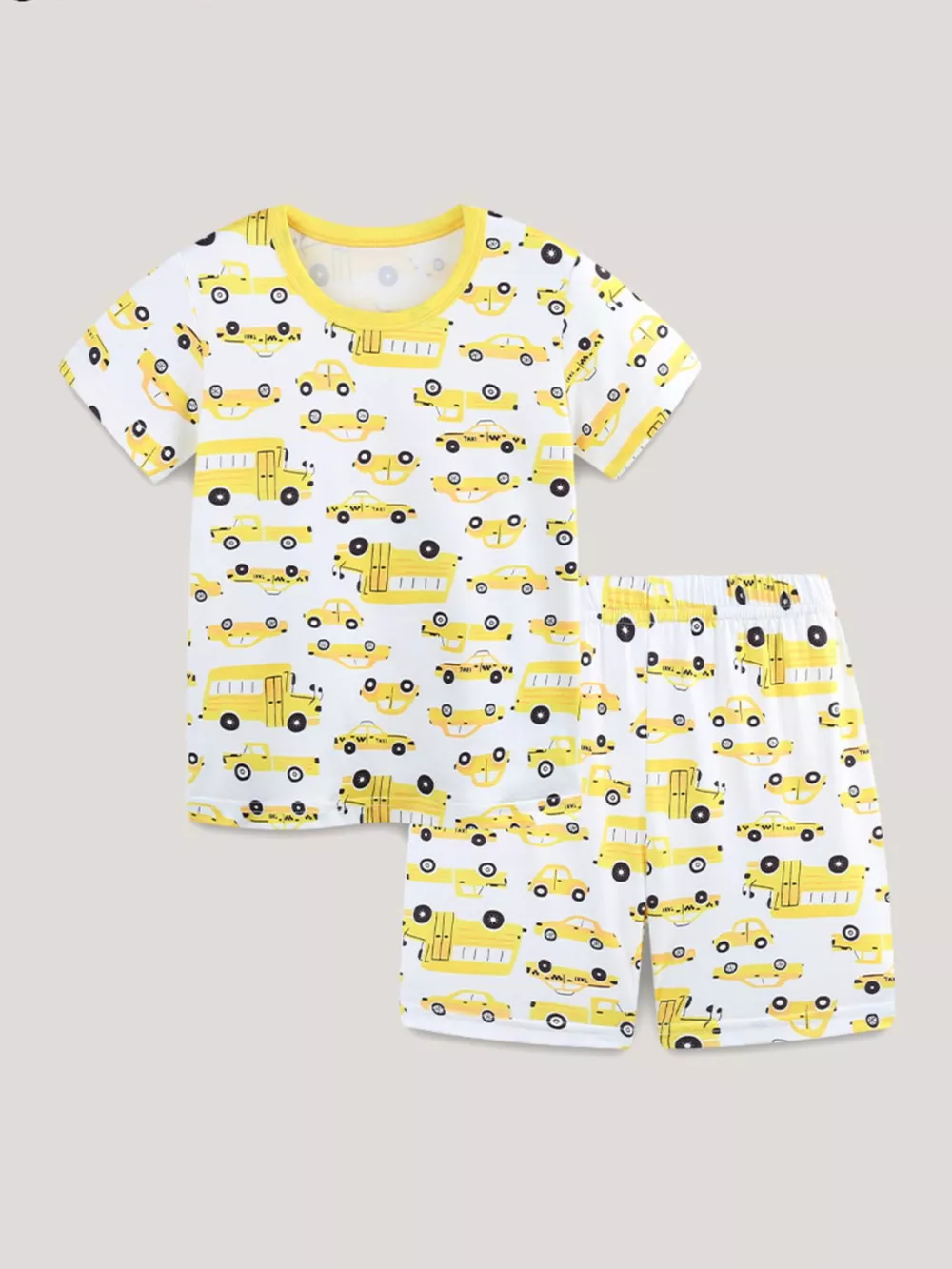 Children's Cartoon Car Print Short Sleeve Pajama Set, image 2