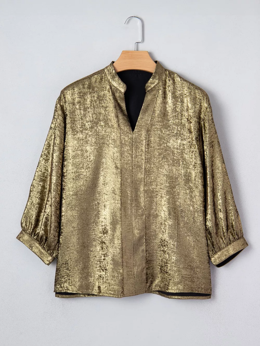 Notched 3/4 Sleeve Blouse, image 7