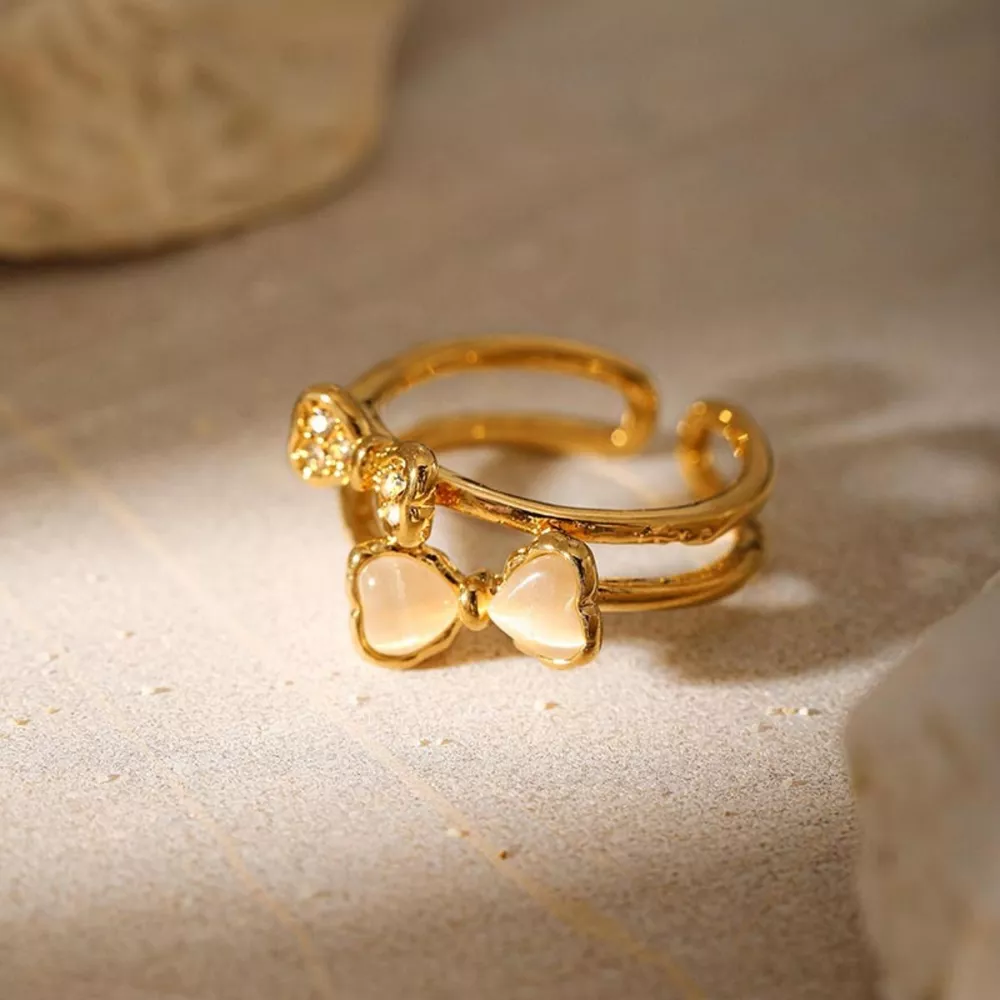18K Gold-Plated Bow Open Ring, image 3
