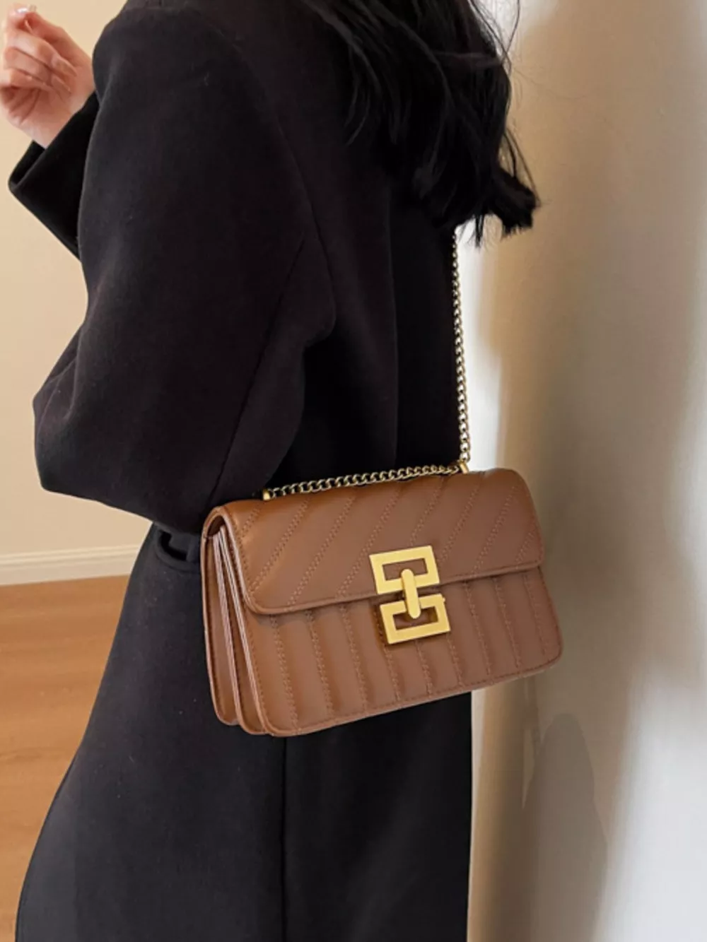 Quilted Flap Chain Crossbody Bag, image 3