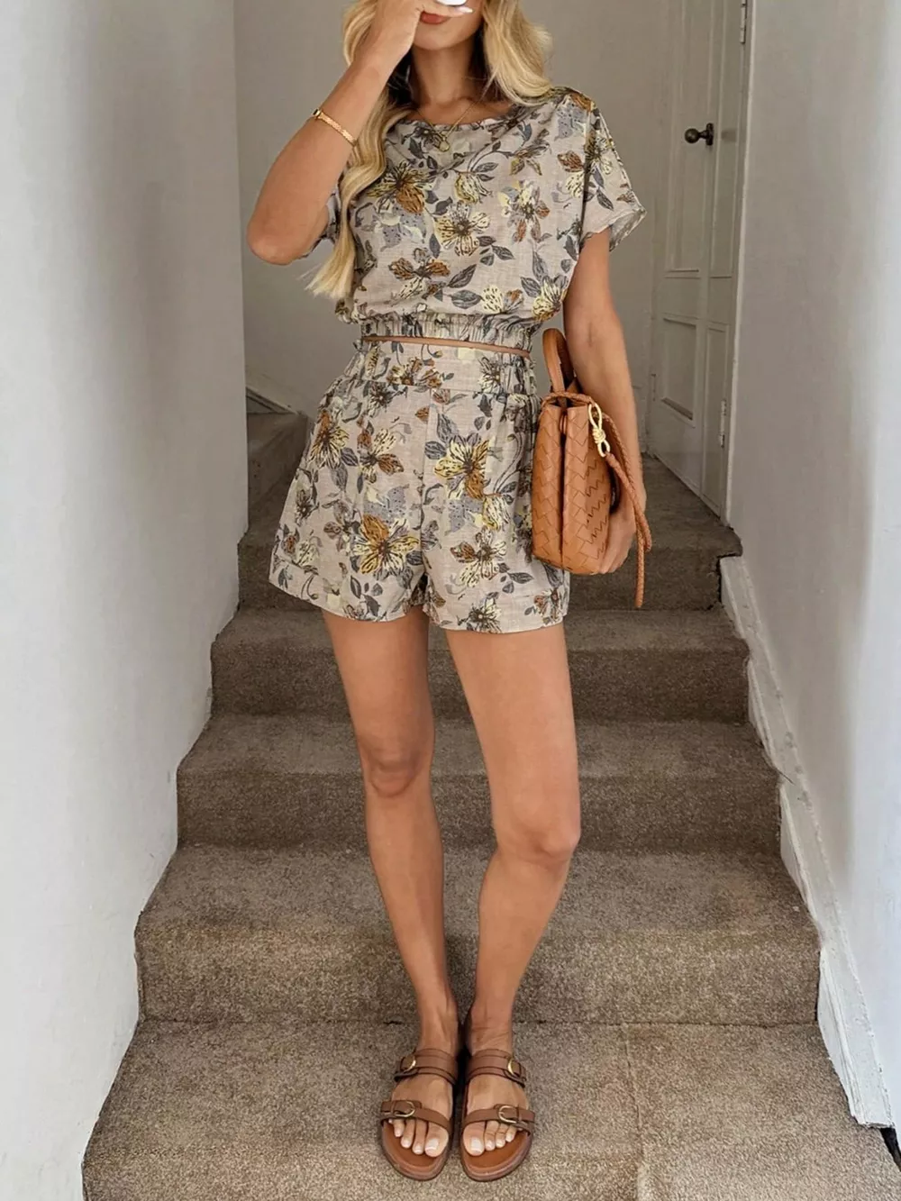 Floral Print Crop Top and Shorts Set, image 11