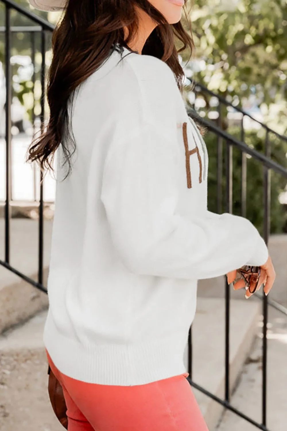 THANKFUL Round Neck Drop Shoulder Sweater, image 7