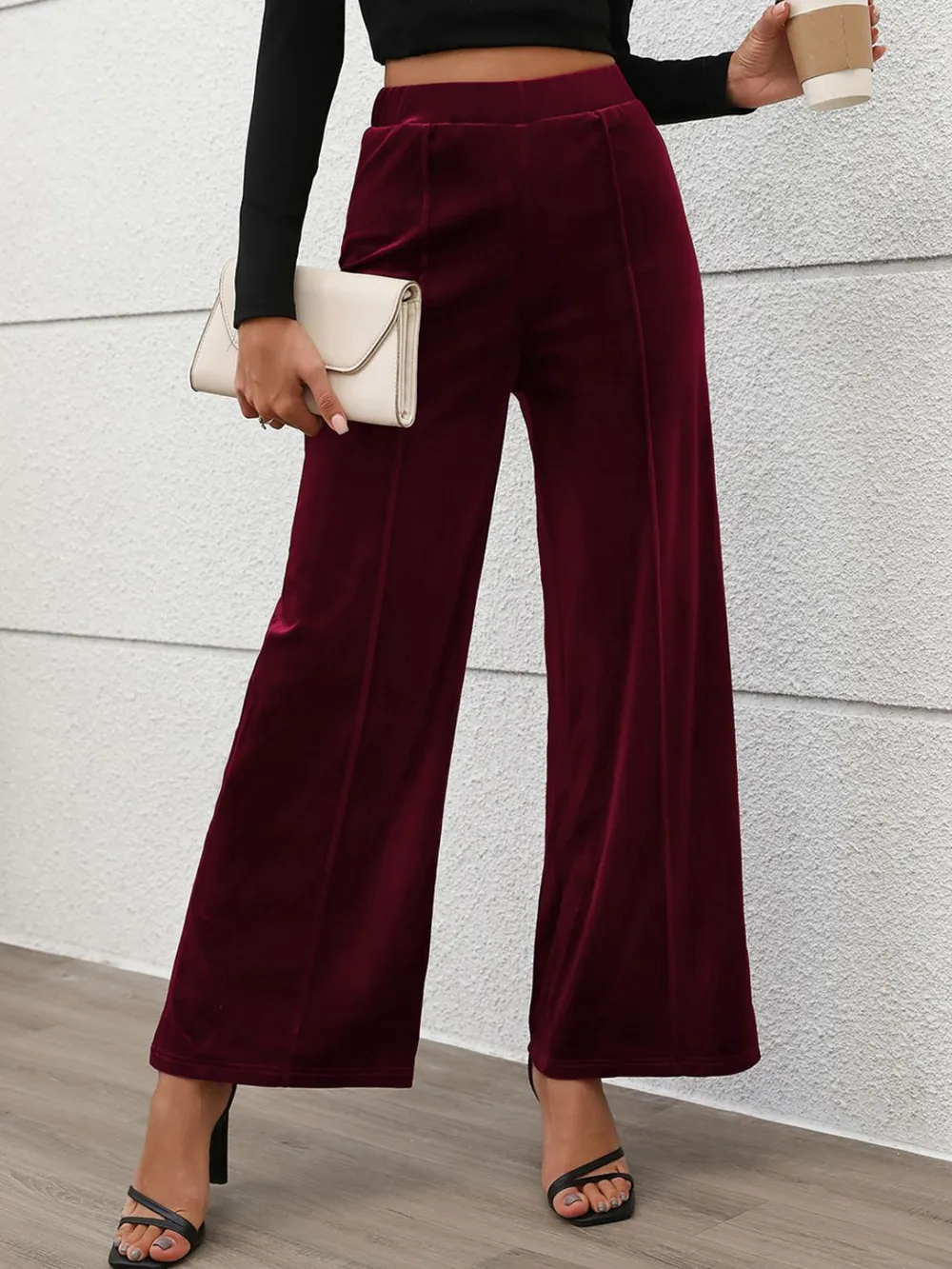 Elastic Waist Wide Leg Pants, image 8