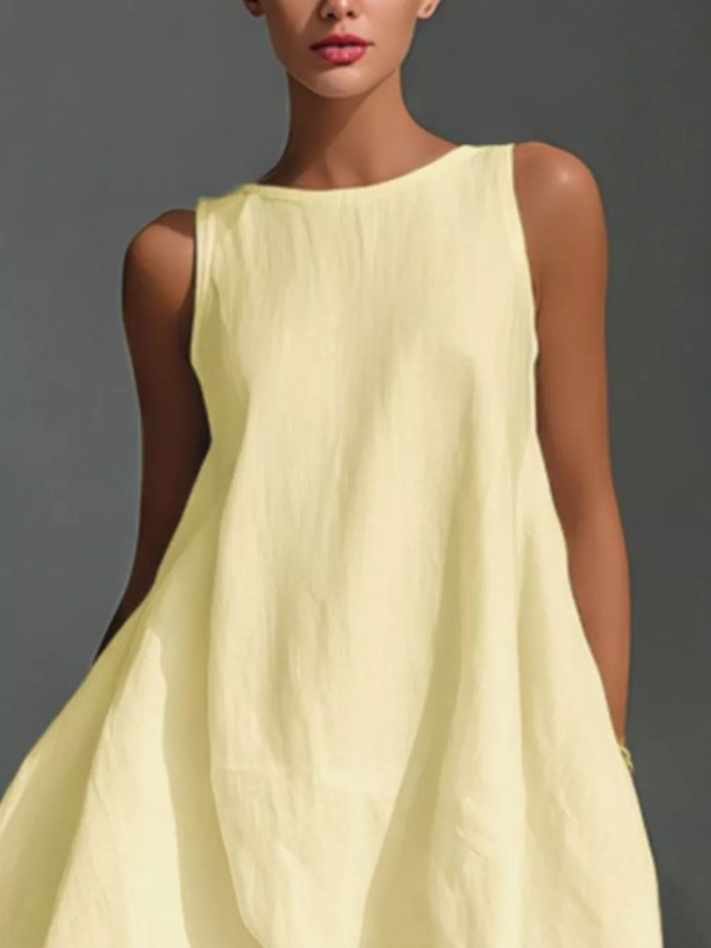 High-Low Round Neck Sleeveless Dress, image 6