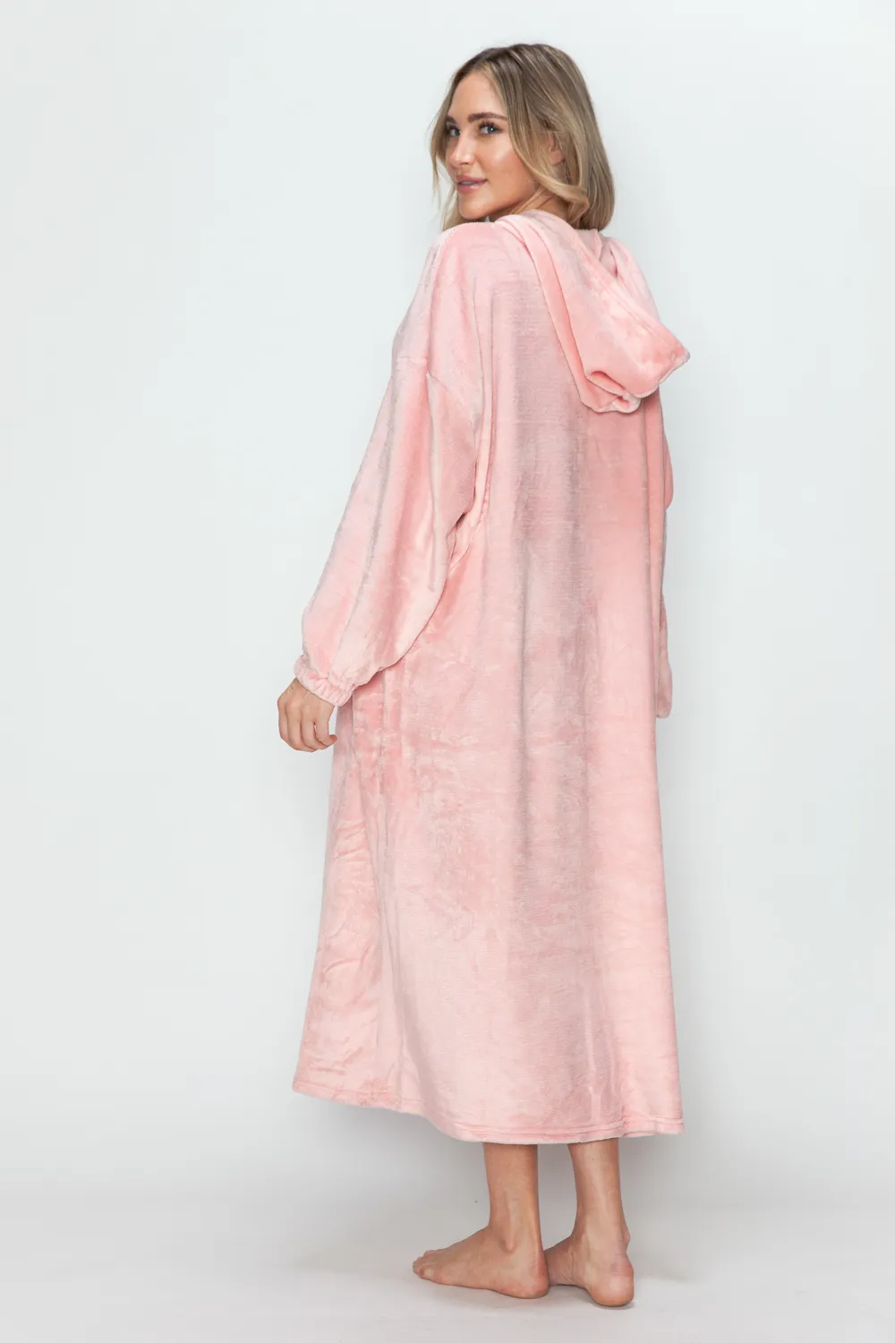 Full Size Pocketed Hooded Midi Lounge Dress, image 11