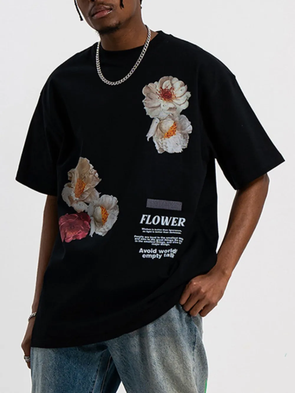 Men's Oversized Floral Print Short Sleeve T-Shirt, image 3