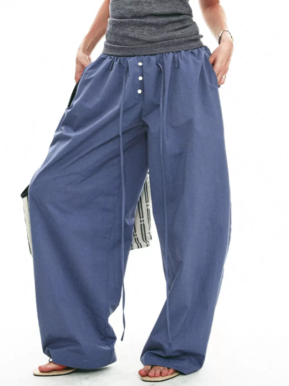 Drawstring Wide-Leg Pants, image 3