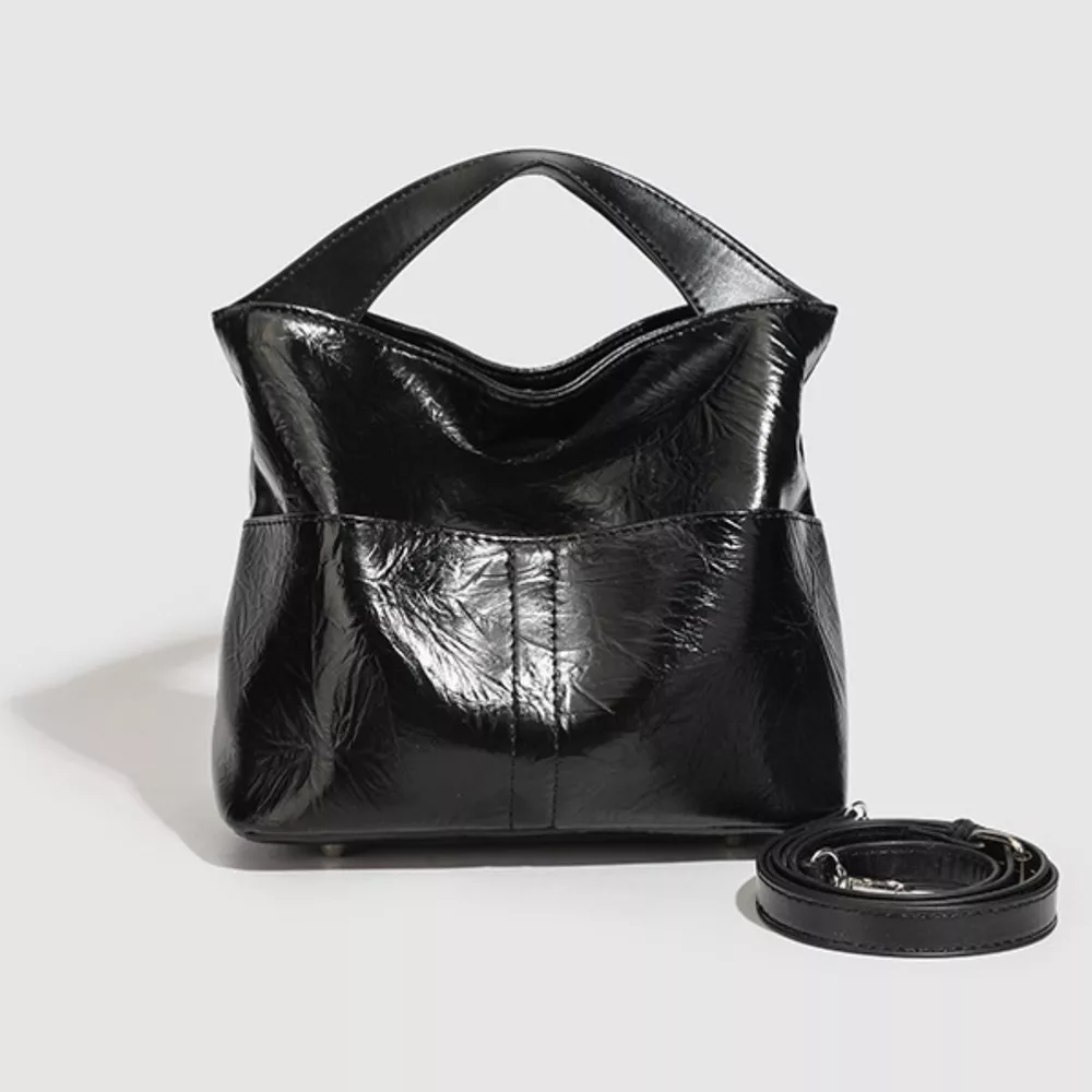 Glossy Patent Leather Minimalist Tote Handbag, image 8