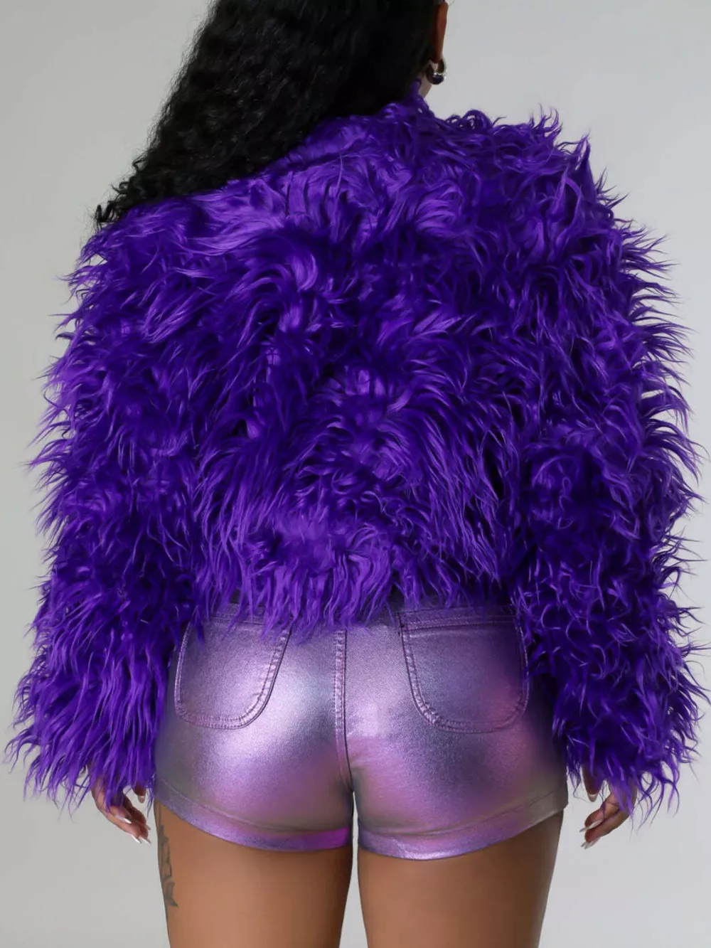 Faux Fur Open Front Cropped Outerwear, image 12