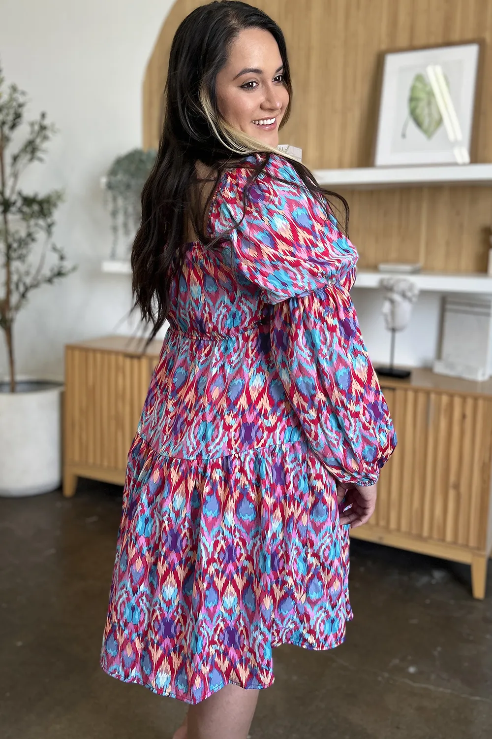 Full Size Printed Long Sleeve Dress, image 13