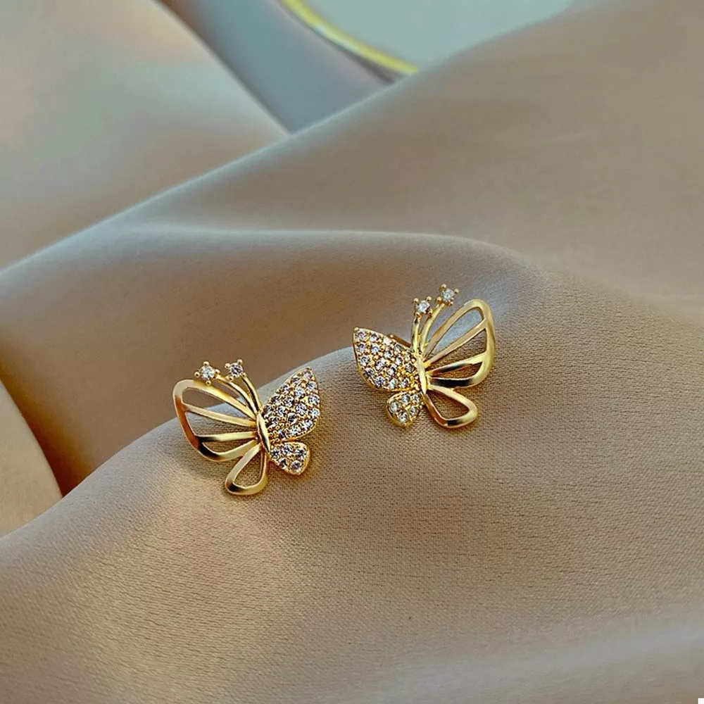 18K Gold-Plated Butterfly Stud Earrings, image 4