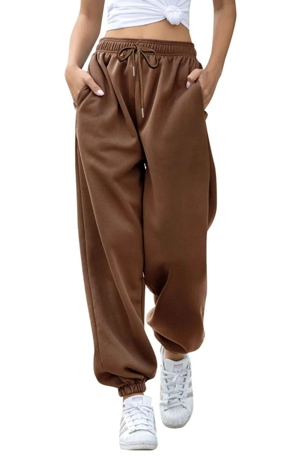 Elastic Waist Joggers with Pockets, image 27
