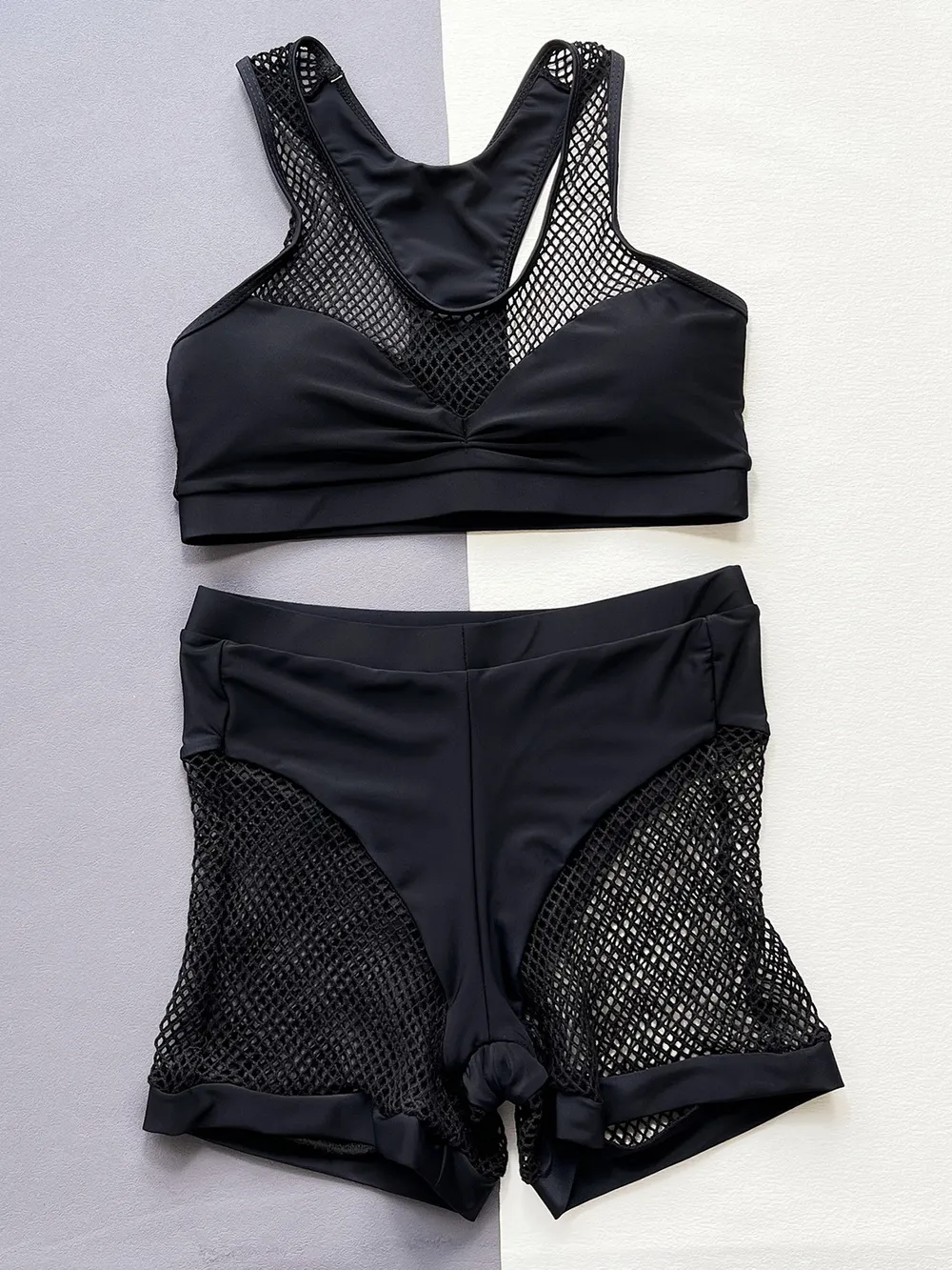 Openwork Sleeveless Top and Shorts Swim Set, image 3