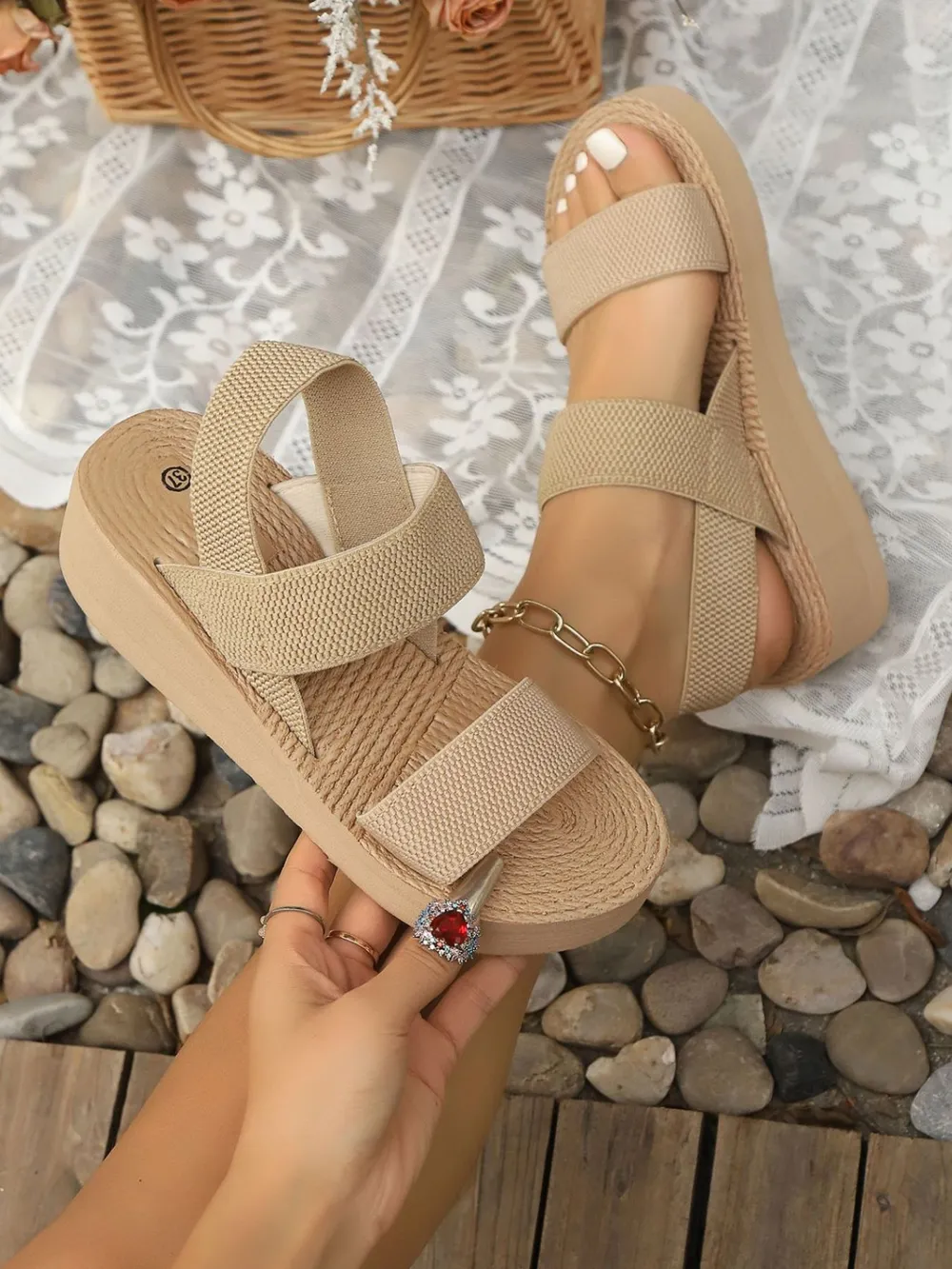 Leopard Open Toe Wedge Sandals, image 10