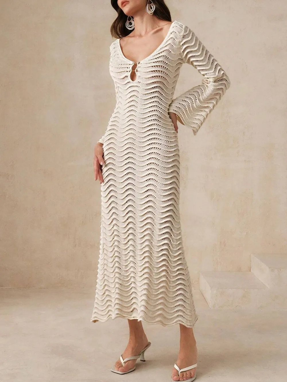 Wave Openwork Crochet Maxi Knit Dress, image 10