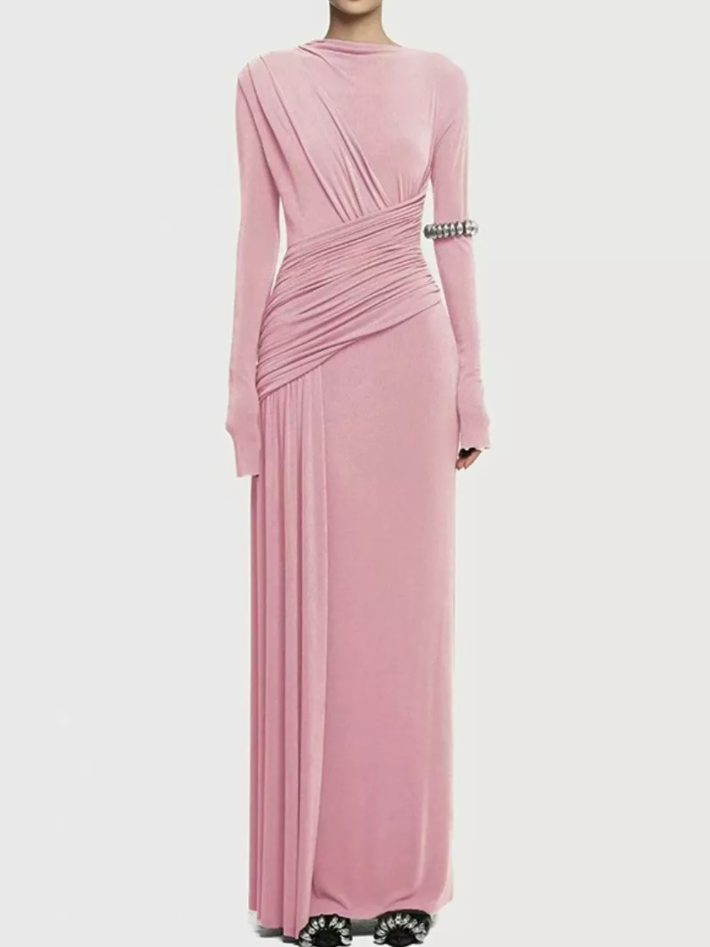 Ruched Long Sleeve Maxi Dress, image 7