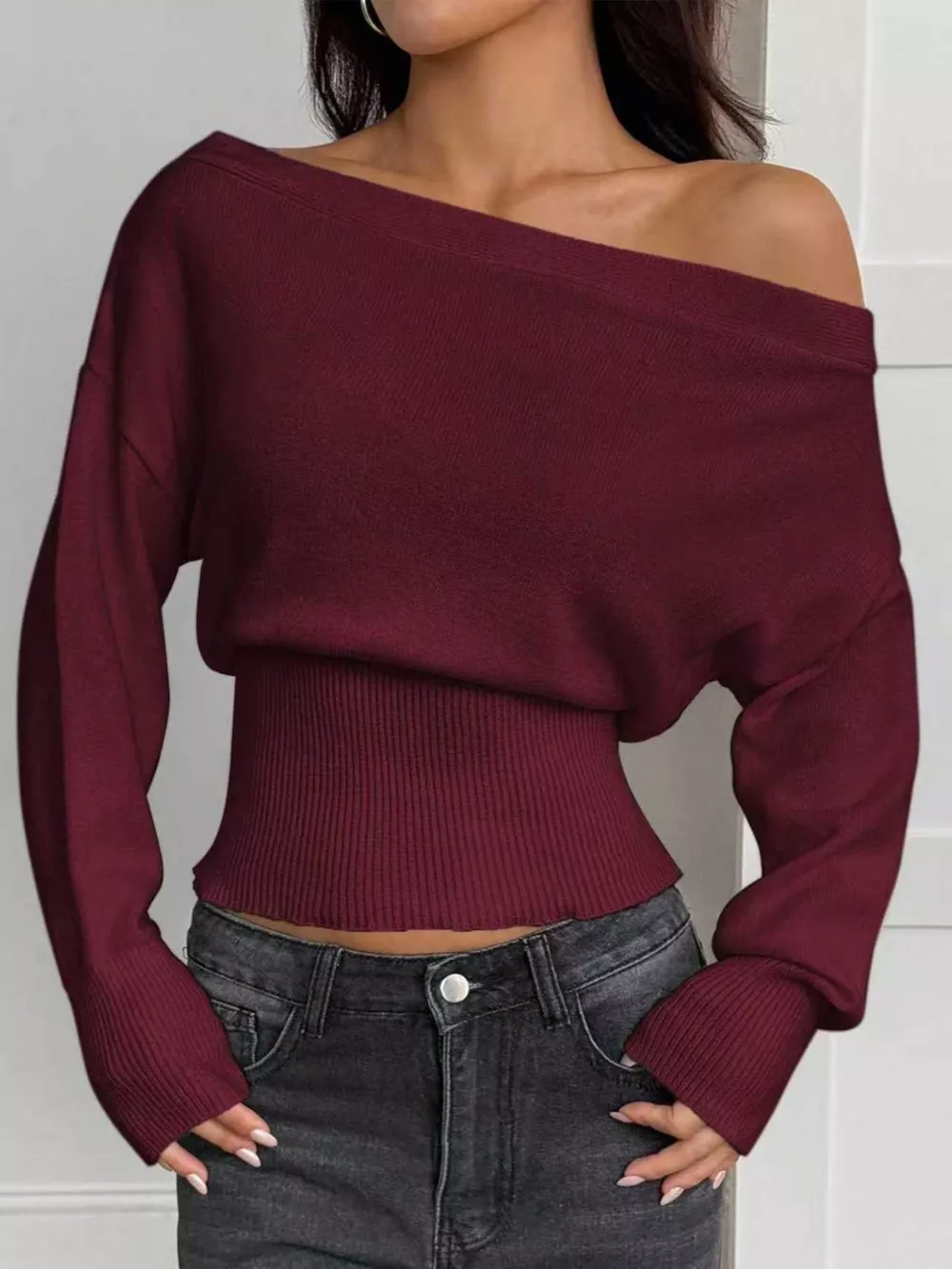 One Shoulder Cropped Sweater, image 14