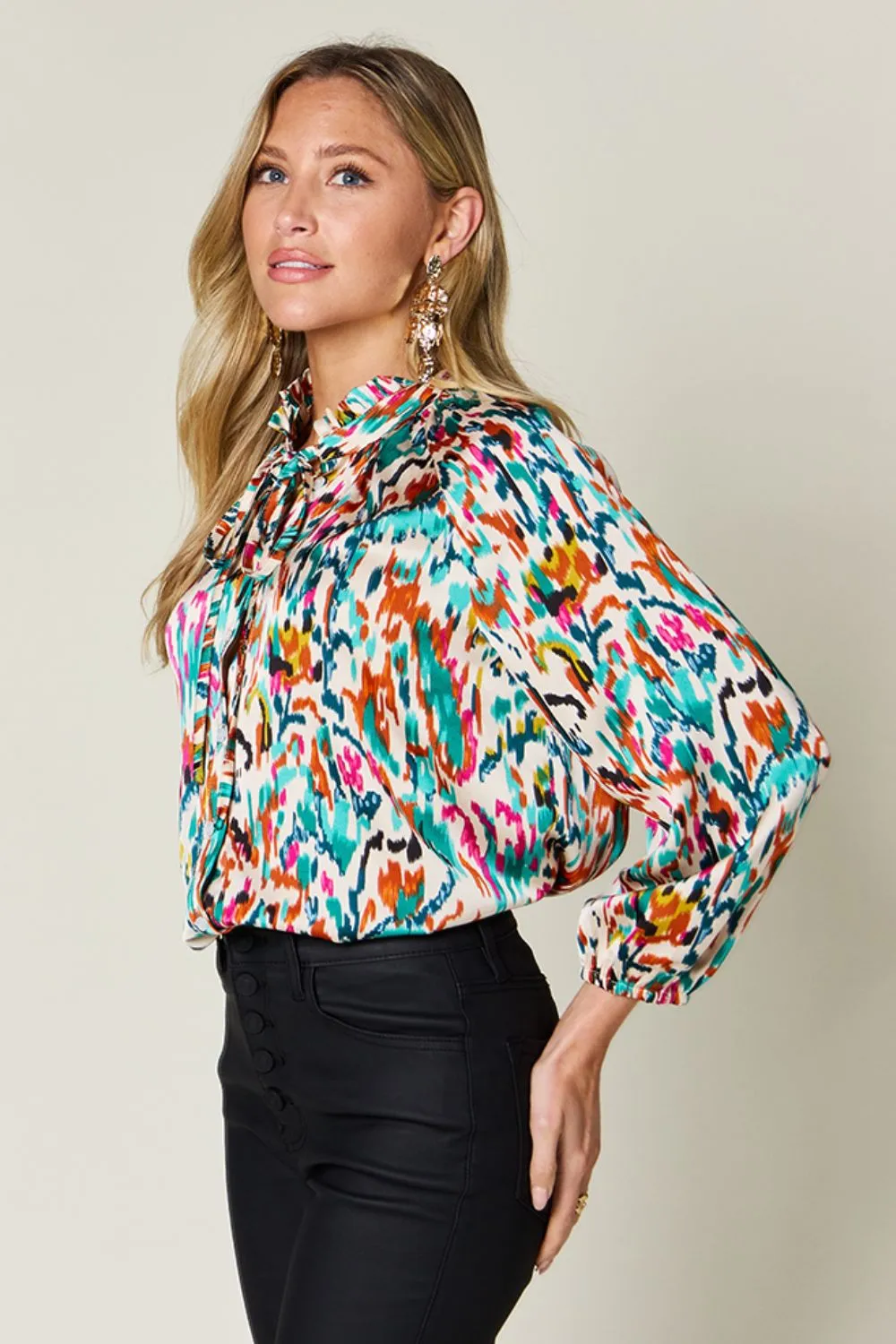 Full Size Printed Button Up Long Sleeve Shirt, image 8