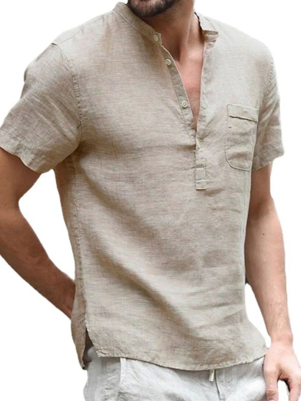 Men's Full Size Half Button Short Sleeve Polo Plus Size, image 4