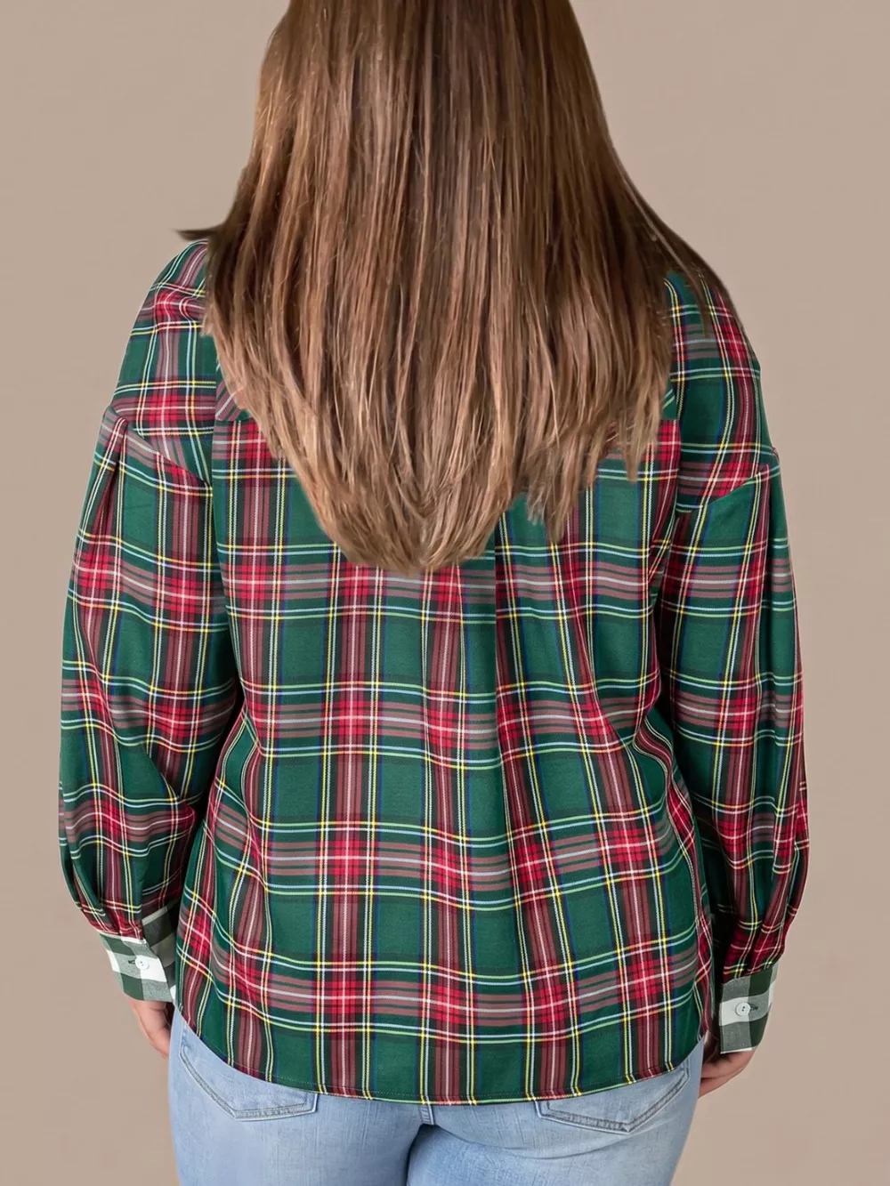 Plus Size Plaid Long Sleeve Shift Shirt, image 2