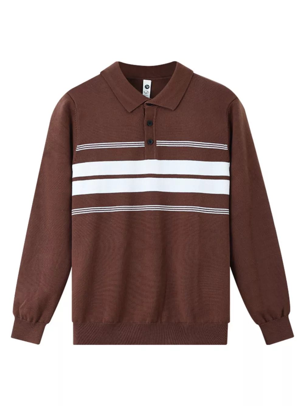 Men's Plus Size Button Detail Striped Knit Top, image 5