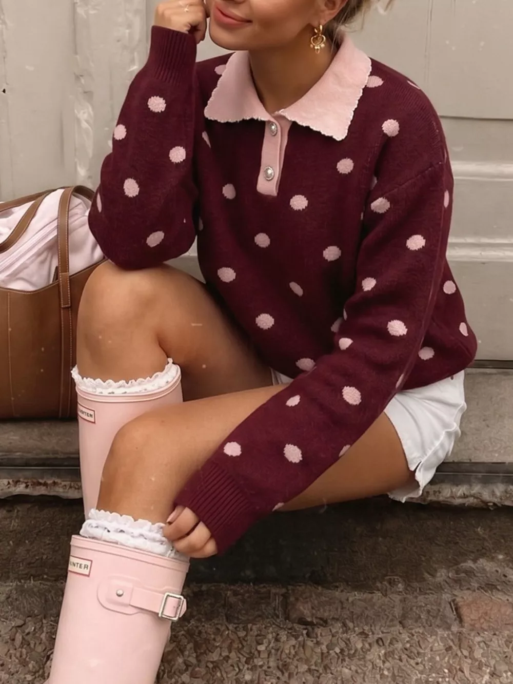 Polka Dot Collared Sweater, image 3