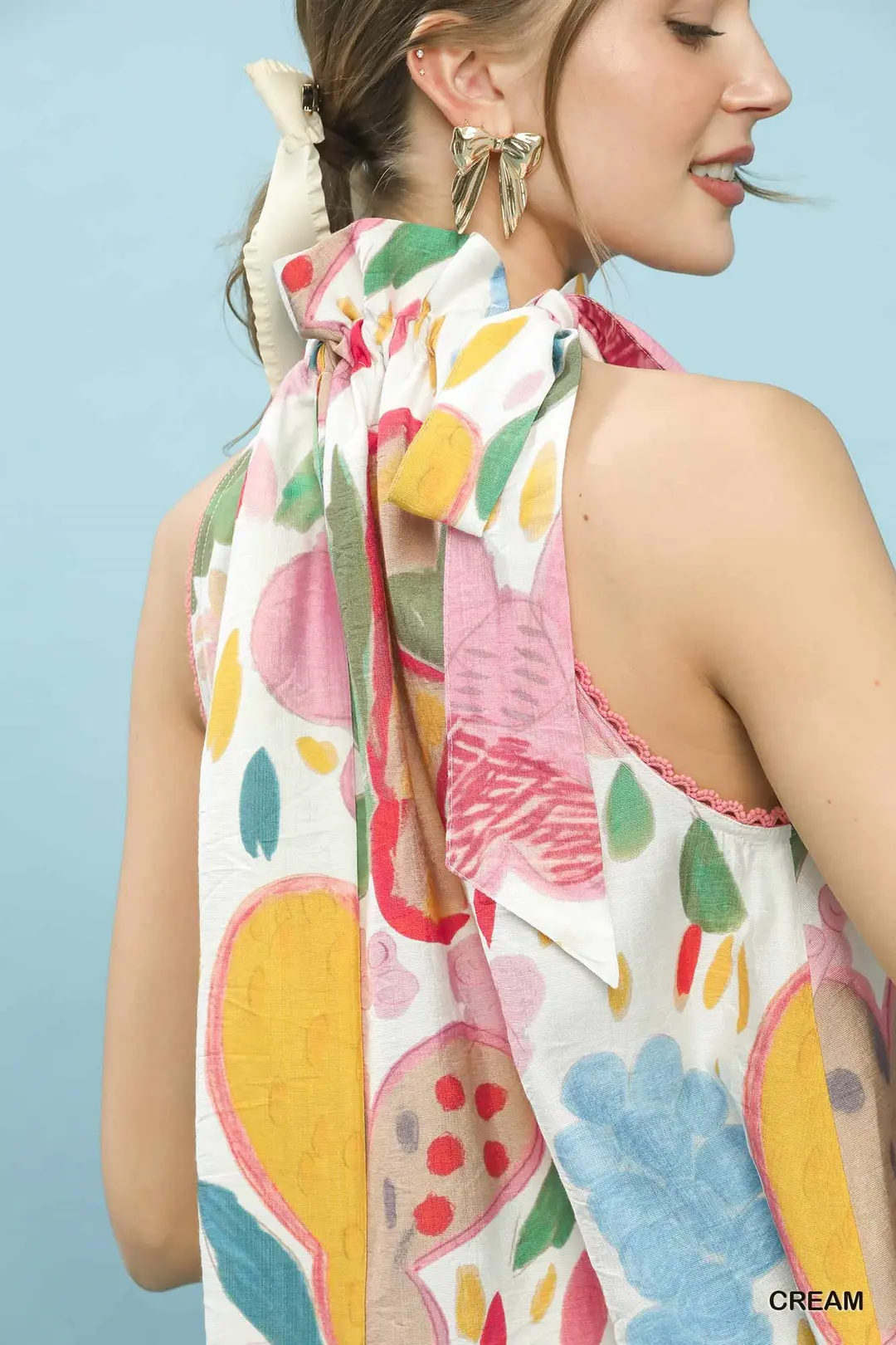 Multi-Color Floral Halter Neck Boho Top, image 4