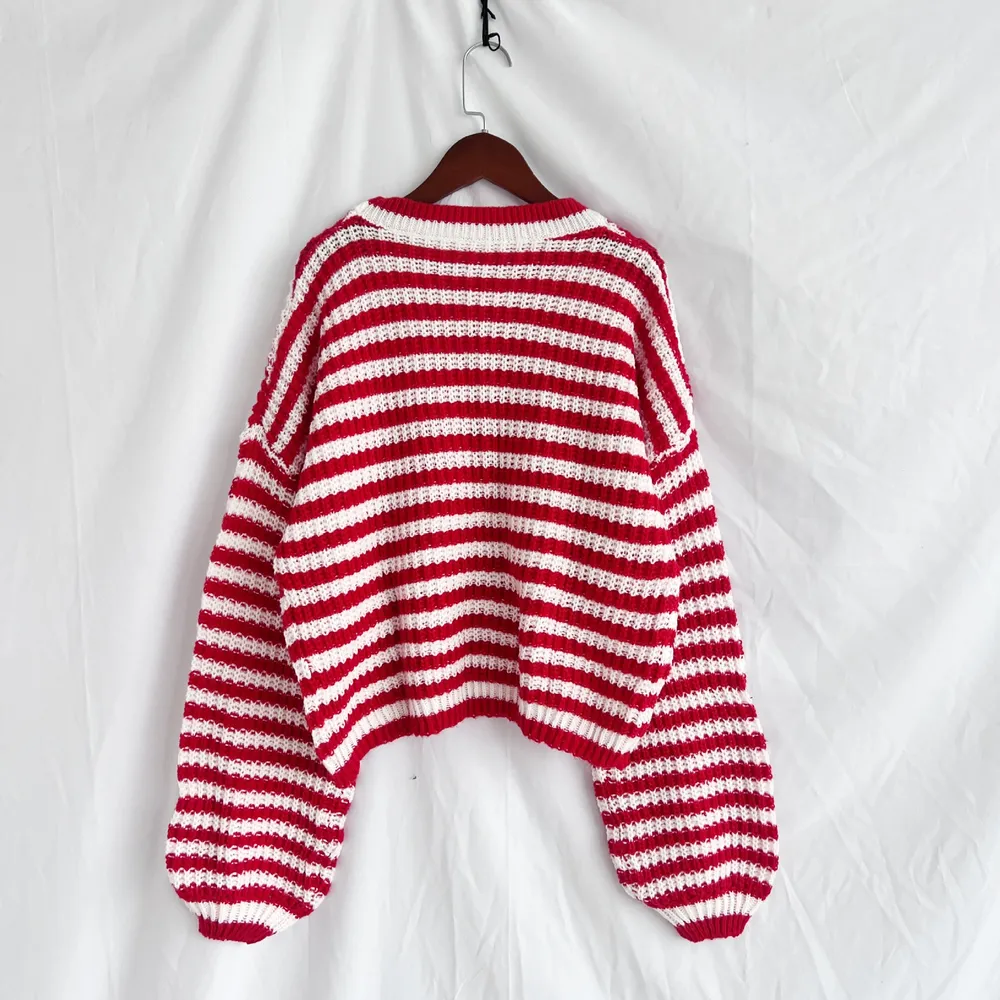 Oversized Striped Drop Shoulder Sweater, image 17