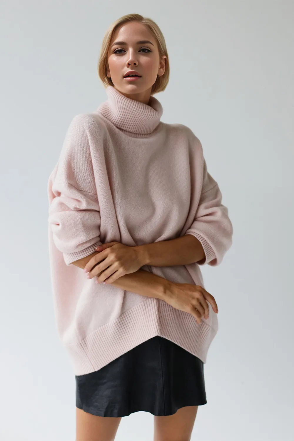 Turtleneck Dropped Shoulder Long Sleeve Sweater, image 2