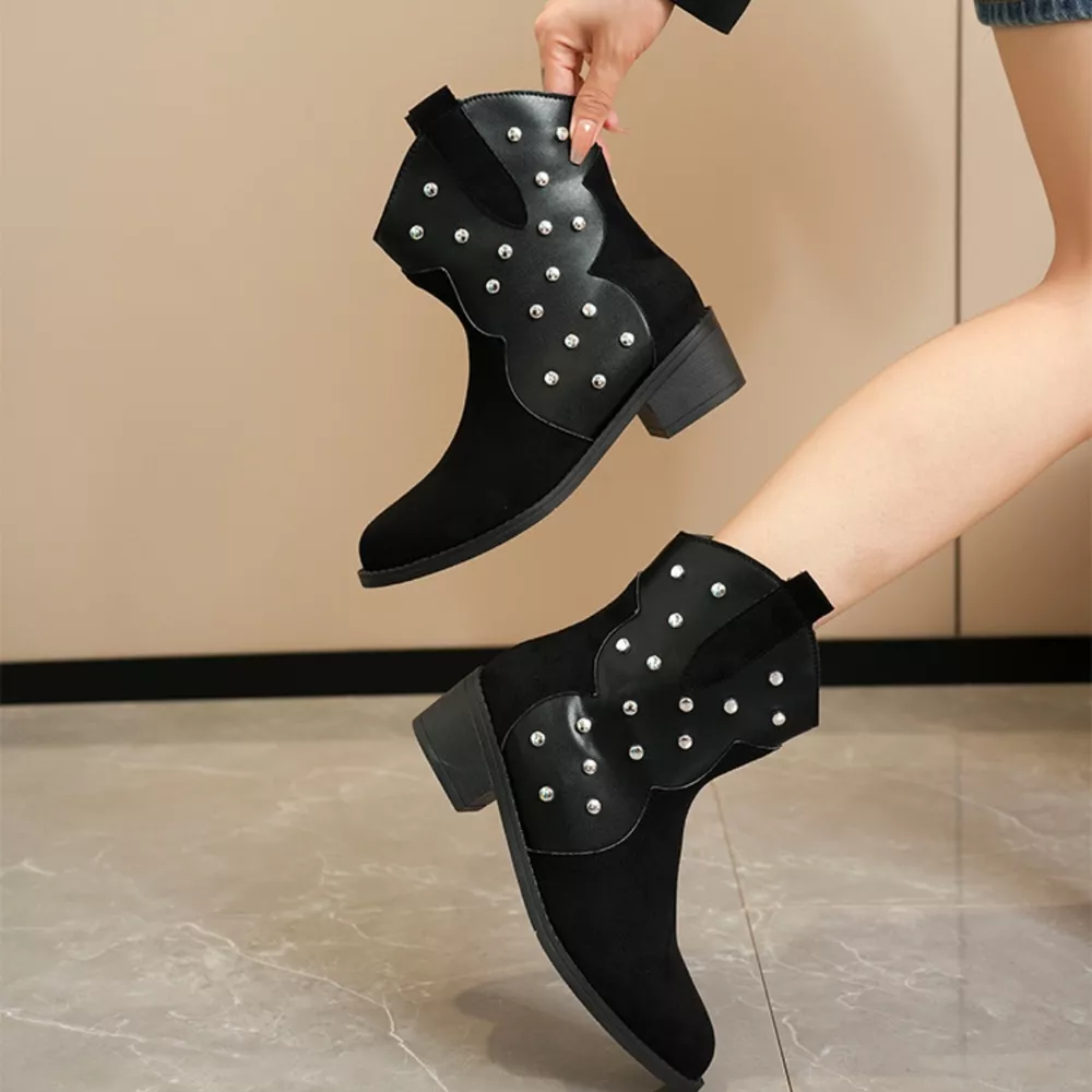 Studded Western Ankle Boots, image 4