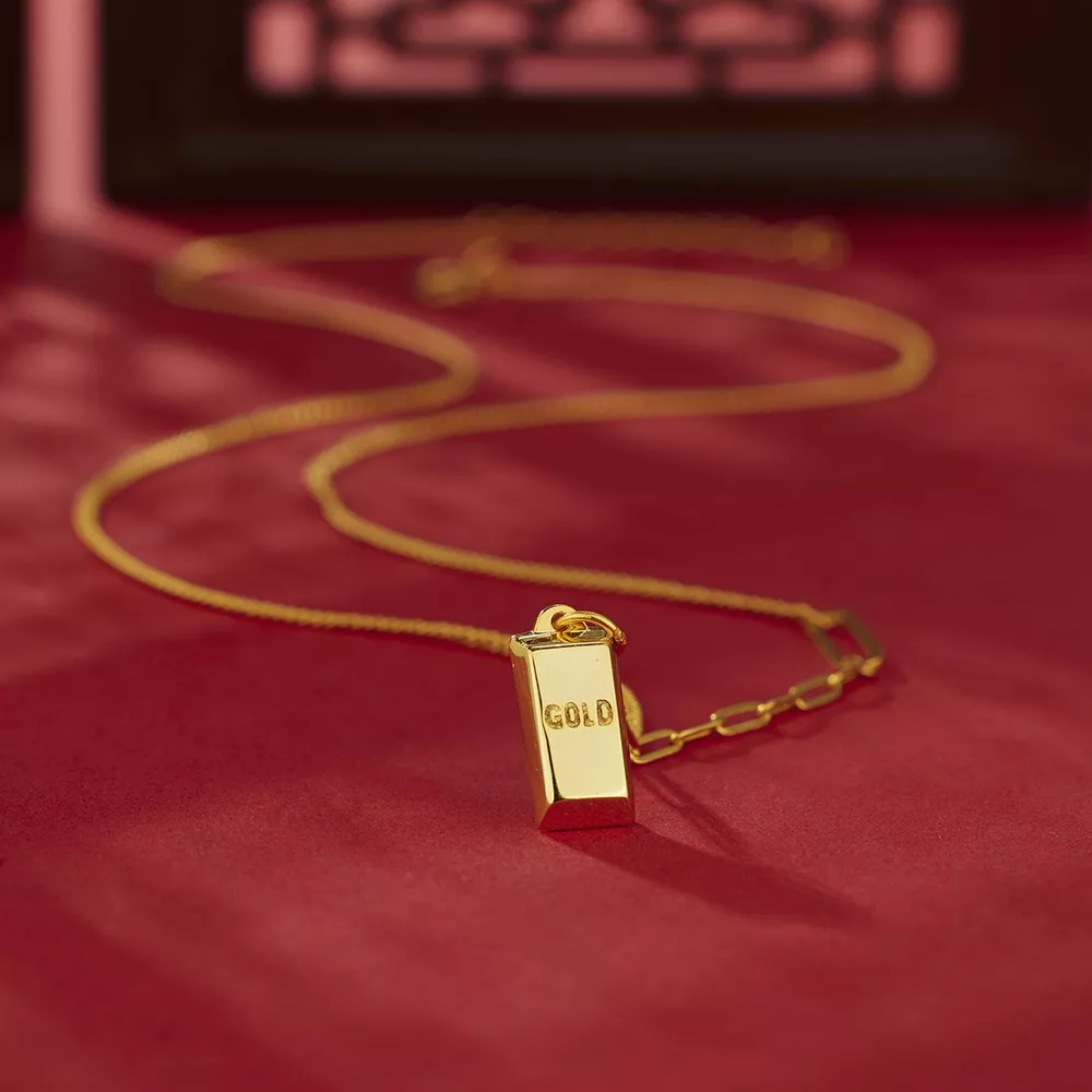 18K Gold-Plated Bar Pendant Necklace, image 3