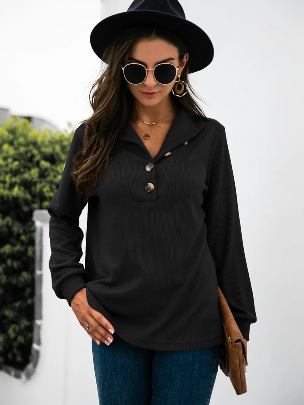 Half Button Long Sleeve T-Shirt, image 12