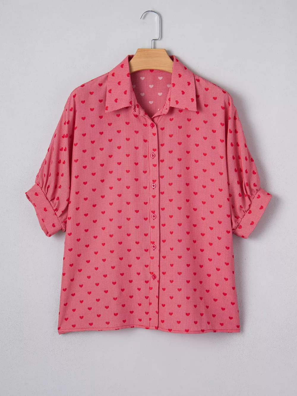 Heart Print Button-Down Shirt, image 5