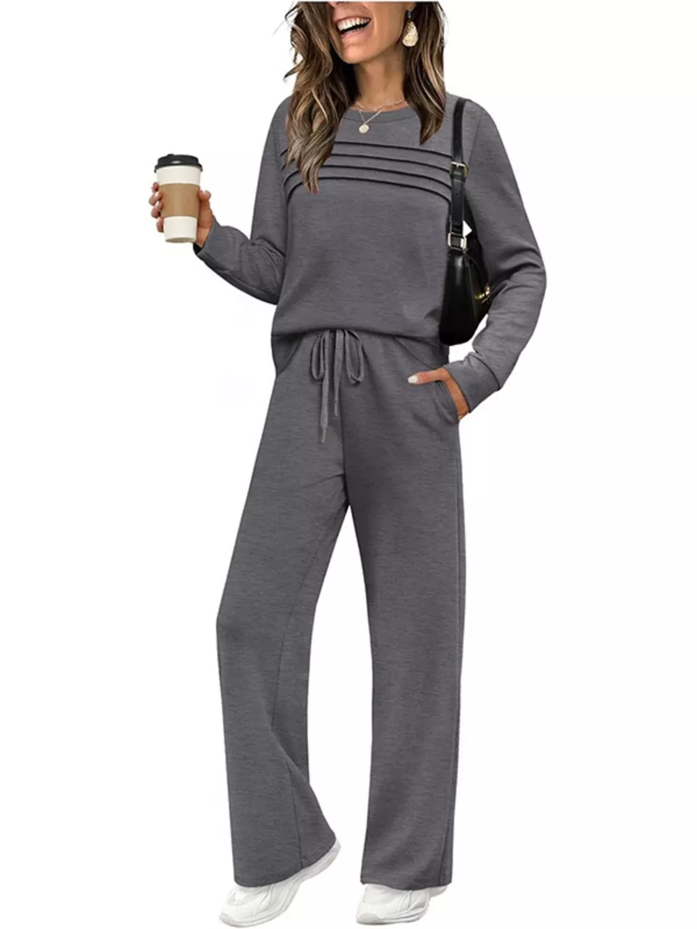 Full Size Casual Long Sleeve Crewneck Top and Drawstring Pants Set Plus Size, image 12