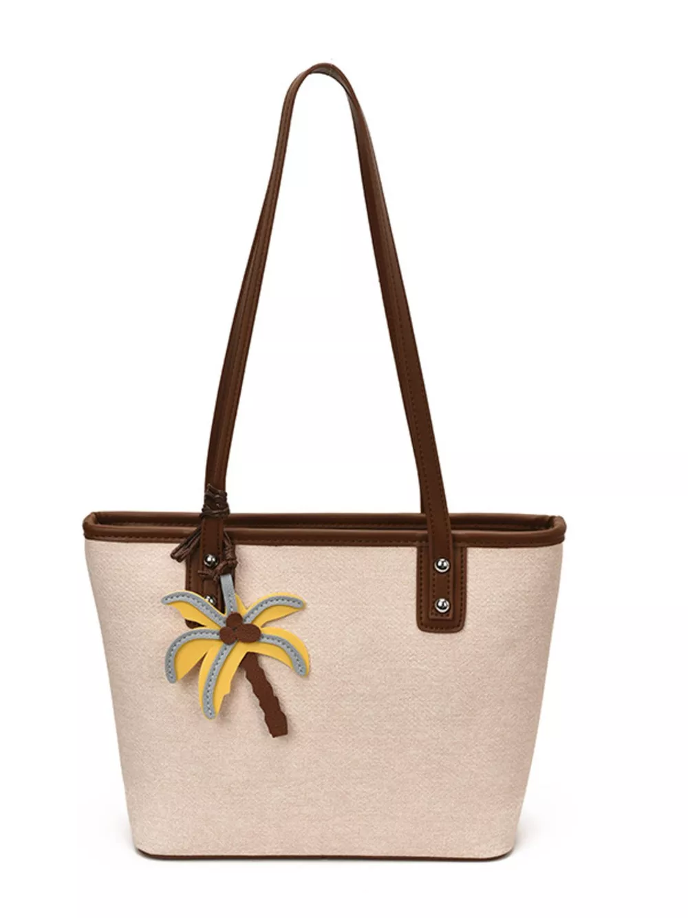 Contrast Trim Shoulder Bag with Tropical Palm Tree Charm, image 11
