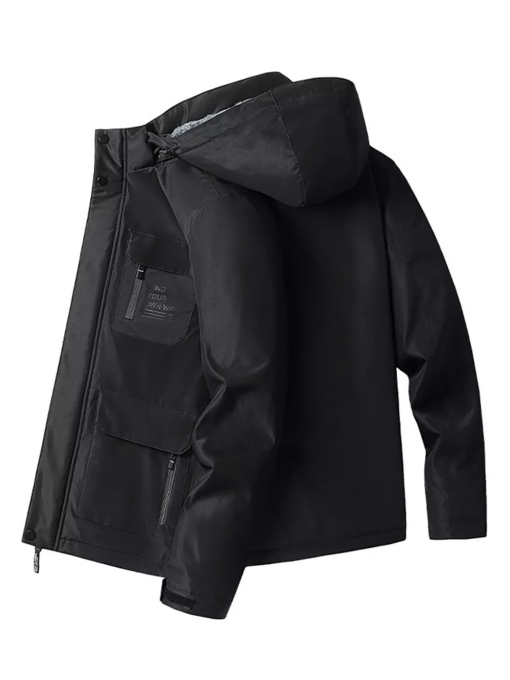 Men's Plus Size Warm Fleece Lined Hooded Winter Coat, image 2