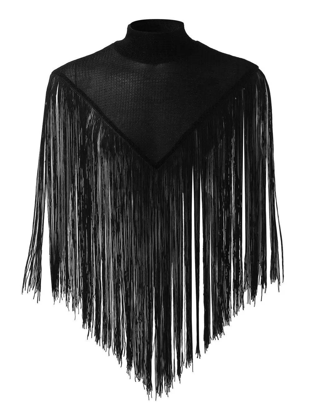 Men's Full Size Tassel Hem Mock Neck Cap Plus Size
