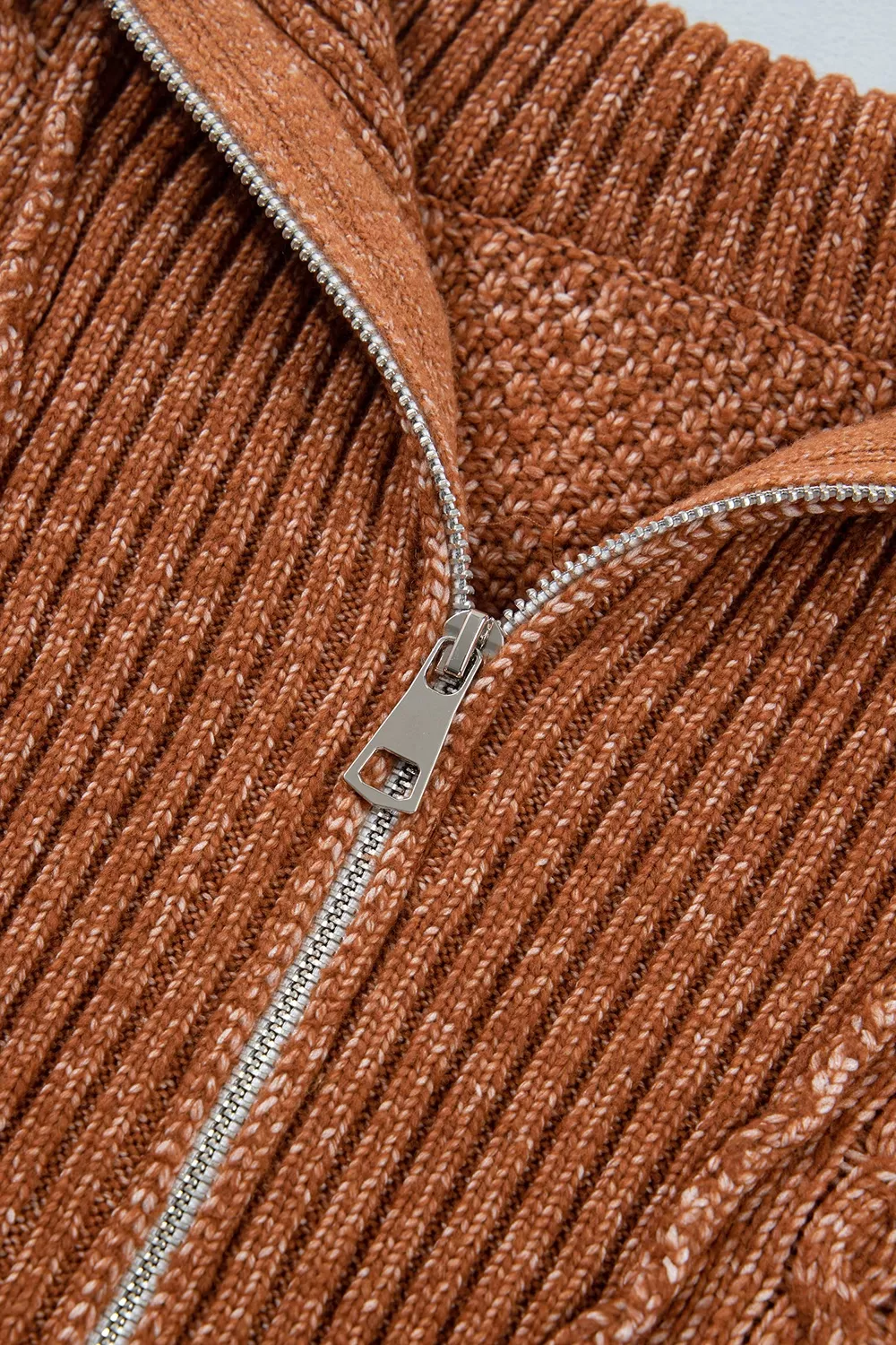 Zip-Up Cable Knit Drop Shoulder Sweater Dress, image 11
