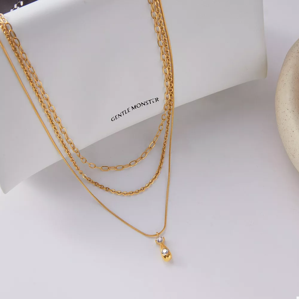 Three Layered Pendant Necklace, image 3