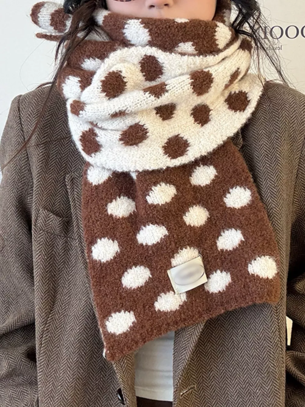 Polka Dot Knitted Scarf, image 3