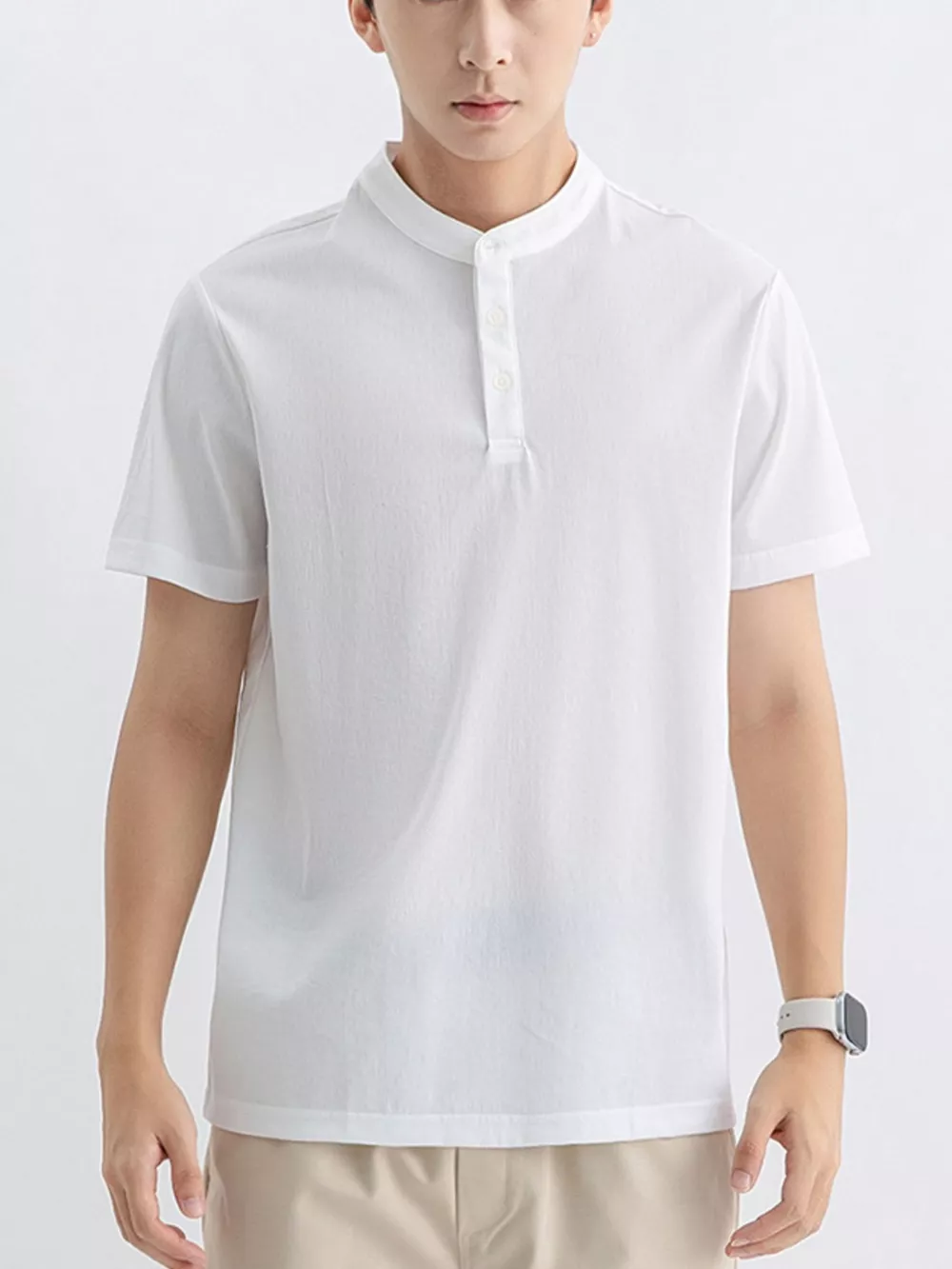 Men's Plus Size Button Detail Short Sleeve Top, image 9